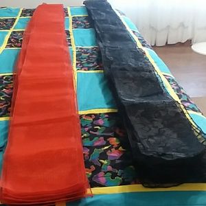 Red sheer sahes black velvety sheer sashes